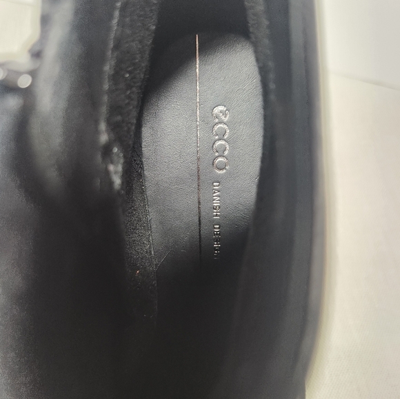 Ecco shape 45 size 38 black wedge boot  ankle inner zipper leather Danish design - Picture 9 of 13